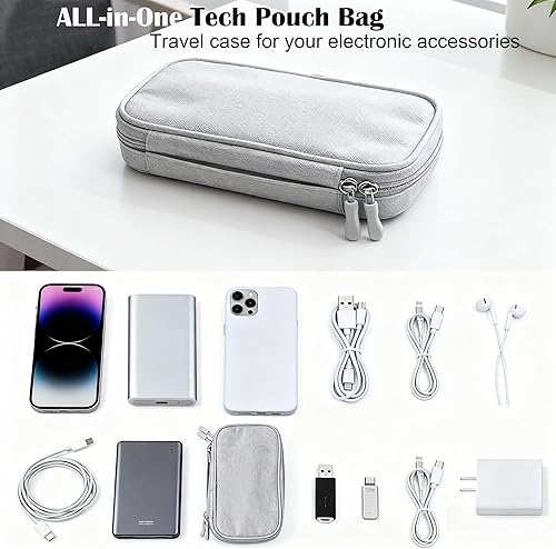 Miniatura 3 de Organizador de artículos electrónicos, estuche de viaje de doble capa, organizador de bolsas de cable de cable, bolsa de viaje para artículos