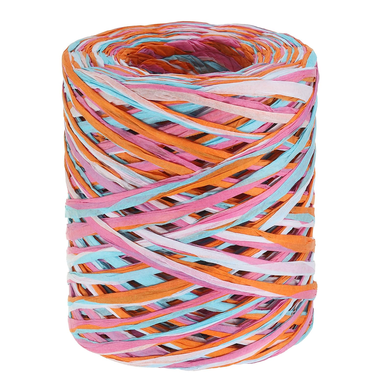 Ruban de raphia en papier de 200m bleu ciel et rose pour loisirs créatifs