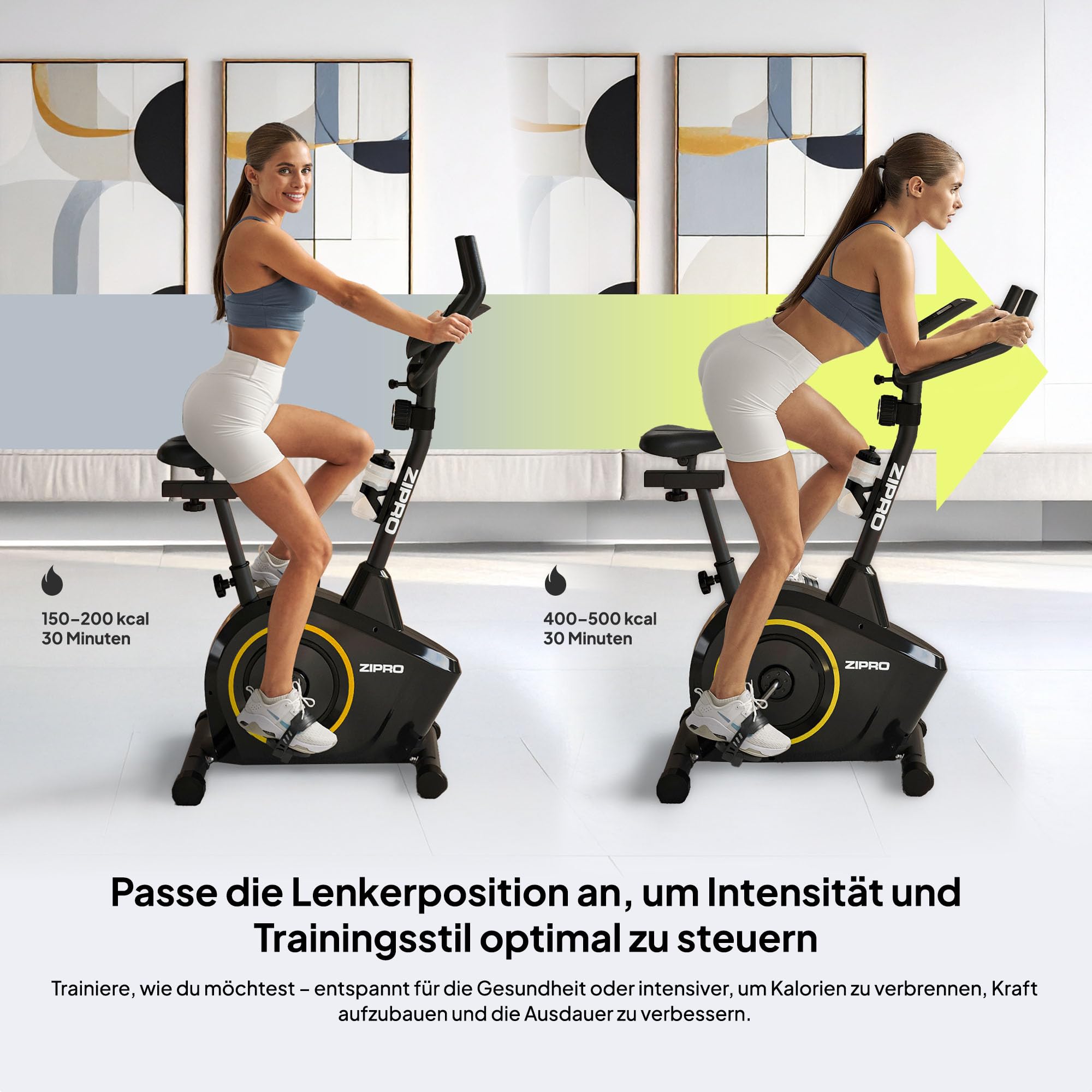 Zipro Heimtrainer Fahrrad Boost, Ergometer Fitnessbikes, Magnetisches Fahrradtrainer, Ergometer Fahrrad bis 120kg, Indoor Bike, Trainingsfahrrad für zuhause, Fahrradergometer Batteriebetrieben