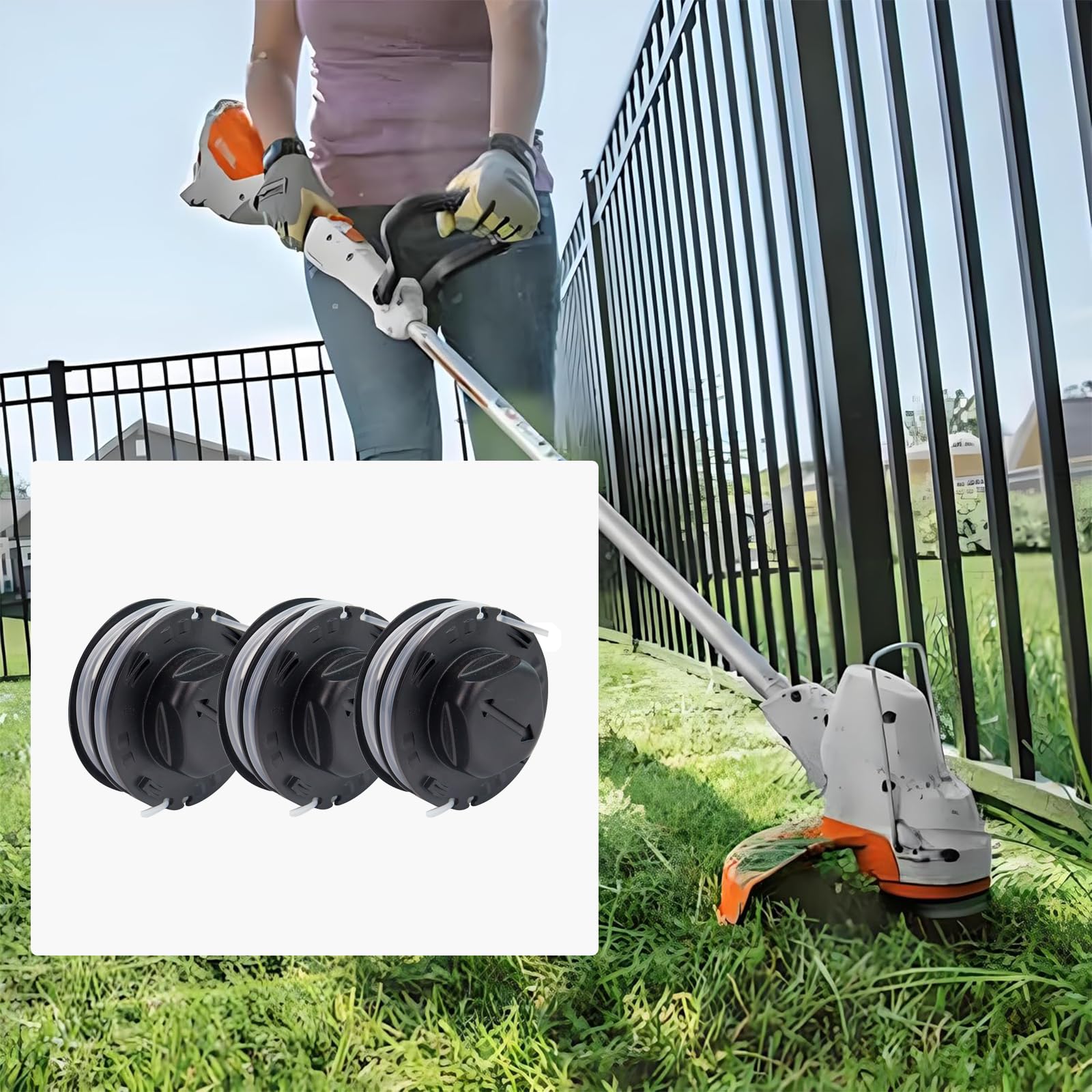 Pack De 3 Carretes De Repuesto Con Cubierta Para Cabezal Stihl FSA 57 - Autocut C3-2, Incluye Línea De 2 Mm