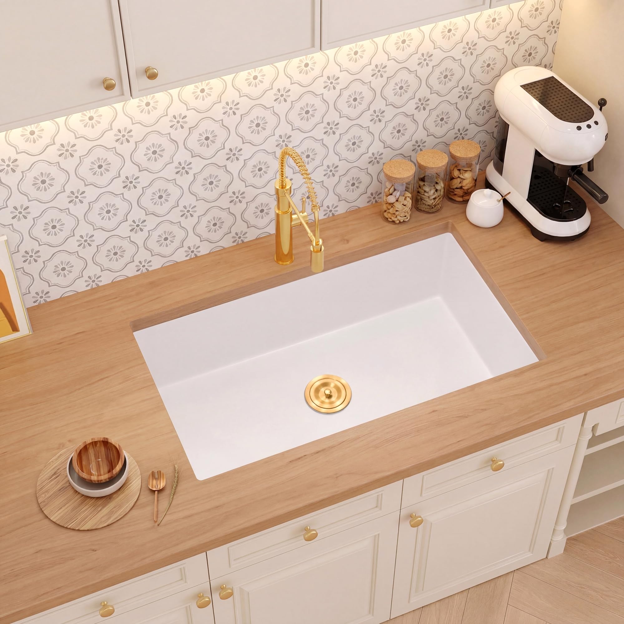 Rhbamoa White Undermount Kitchen Sink