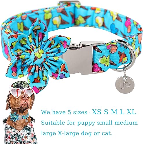 Miniatura 2 de UP URARA PUP Collar de verano para perro con flor, collar de algodón con bonitas flores, collar de flores de verano para cachorros, machos, perros o