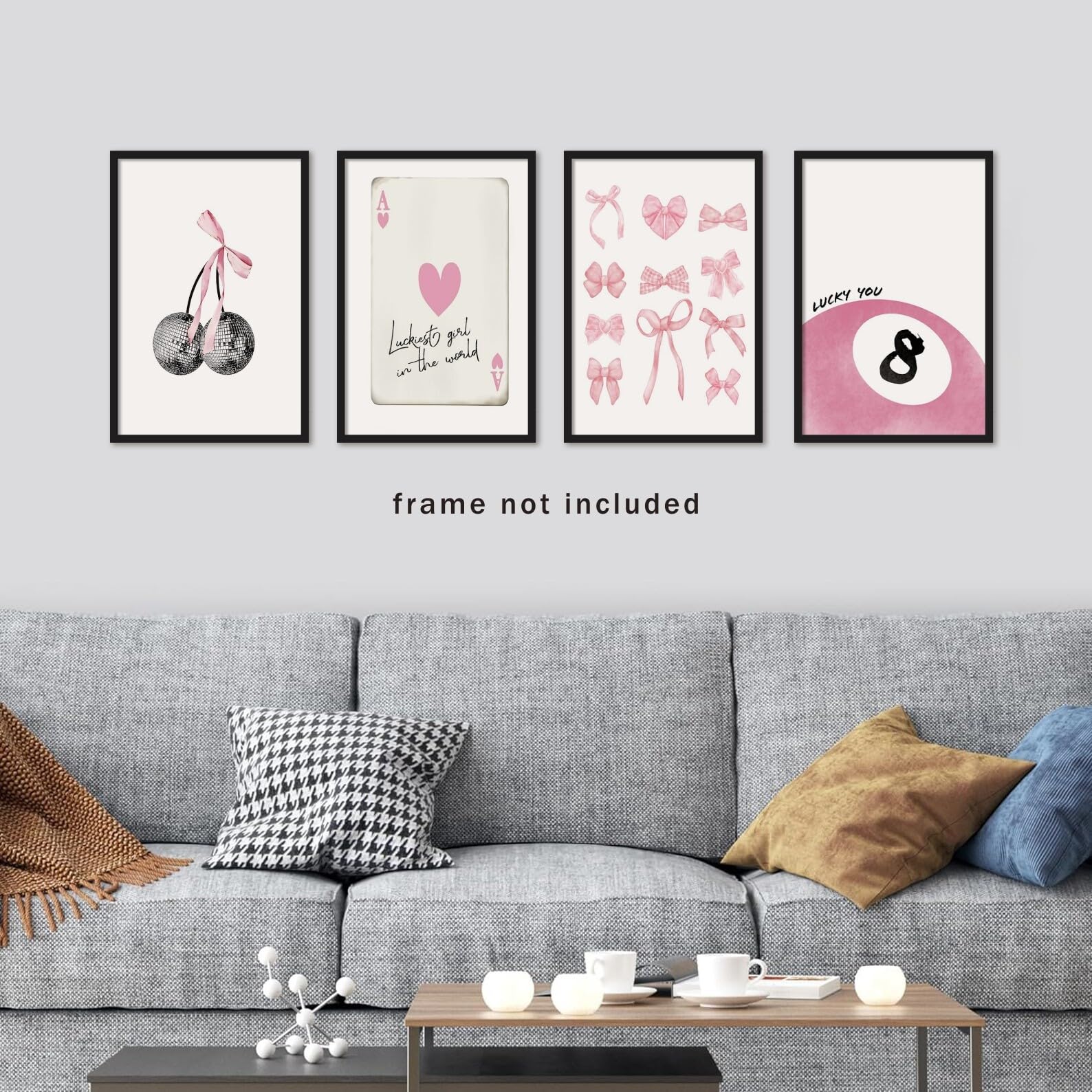 Linilioart Lot De 4 Impressions D'art Mural Tendance - Coquette Rose
