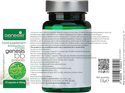 Miniatura 3 de Genesis Bifidobacterium Complex BB Probiotic 30 cápsulas de 240 mg de Genesis