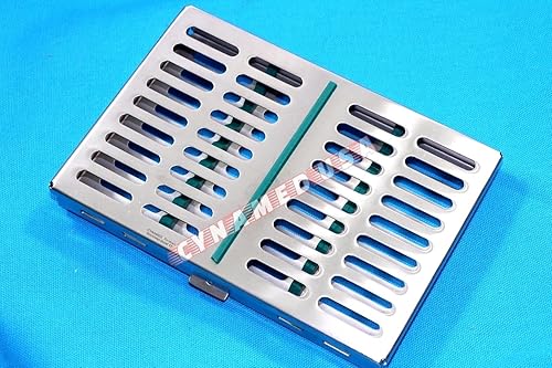 Miniatura 2 de Caja de bandeja de casete de esterilización dental de acero inoxidable alemán 1 para 10 instrumentos quirúrgicos, color verde