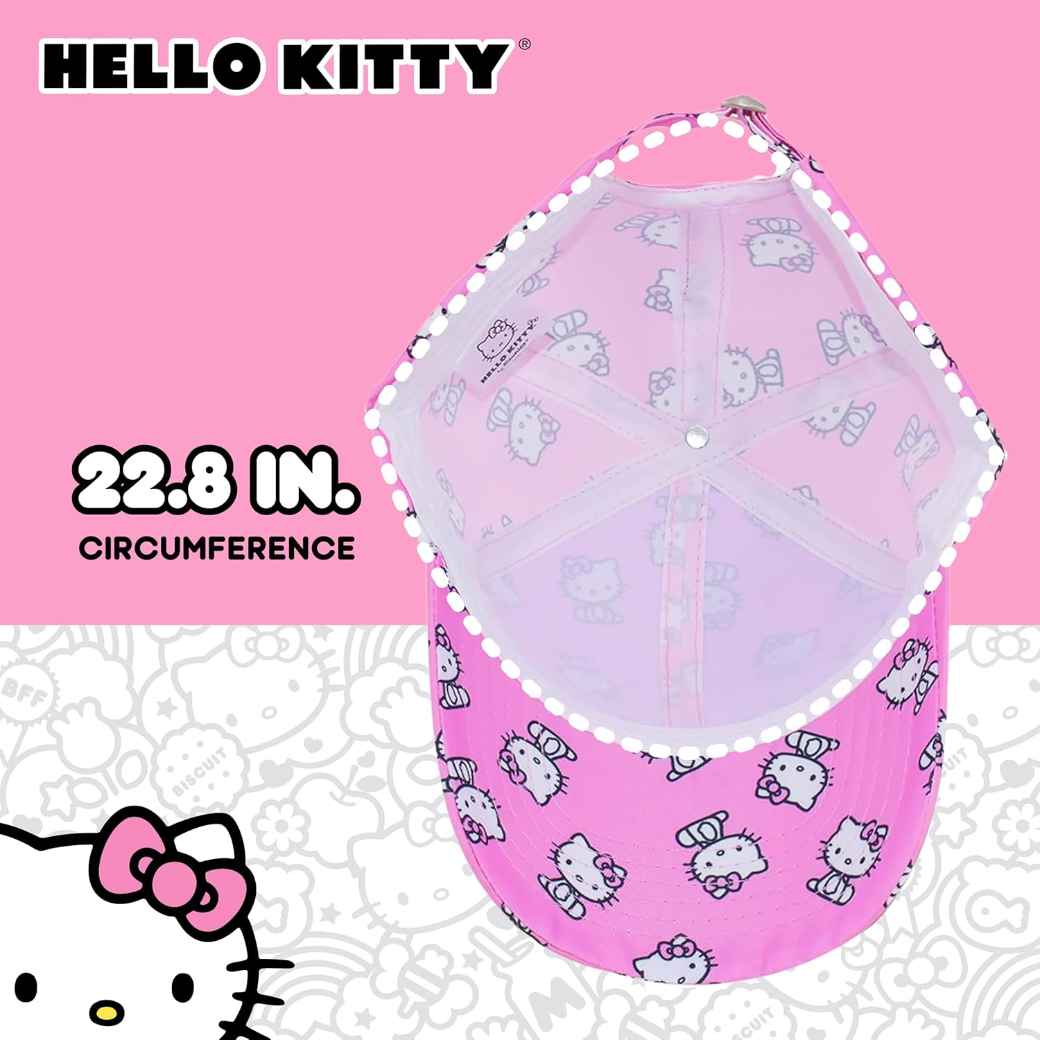 Hello Kitty Dad Hat, Adult Baseball Cap with Curved Brim, Pink, One Size - Image 5