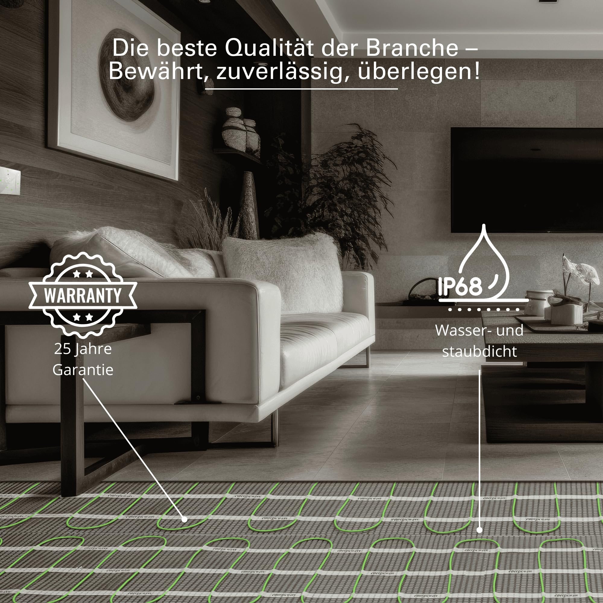 Natte Chauffante Électrique pour Chauffage au Sol 150 W/m² – 1.5 m² – Natte Chauffante pour Carrelage, Grès Cérame et Sols en Pierre