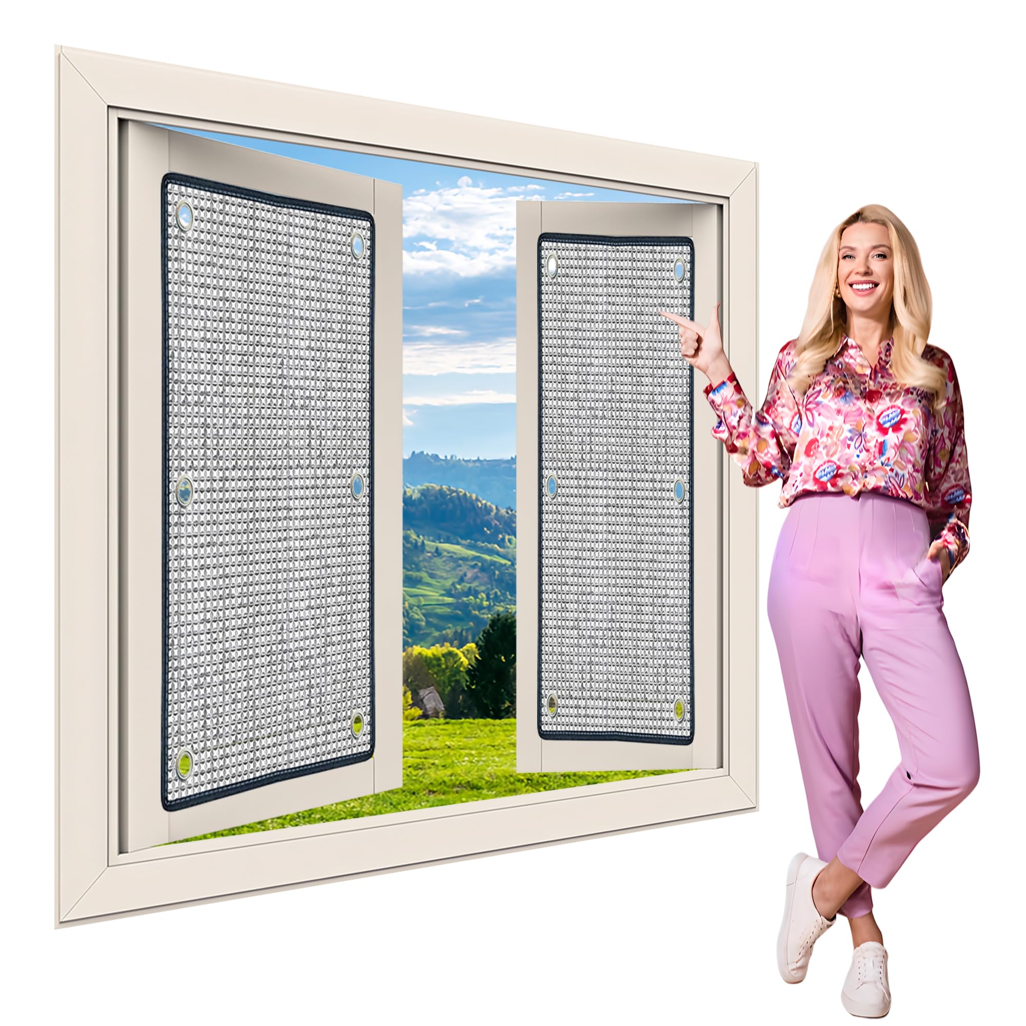 Folia Okienna Termoizolacyjna 64 x 125 cm Izolacja Termiczna Odbijacz Ciepła Łatwy W Montażu Do Domowego Biura, Garażu, Werandy, Można Dostosować, Srebro