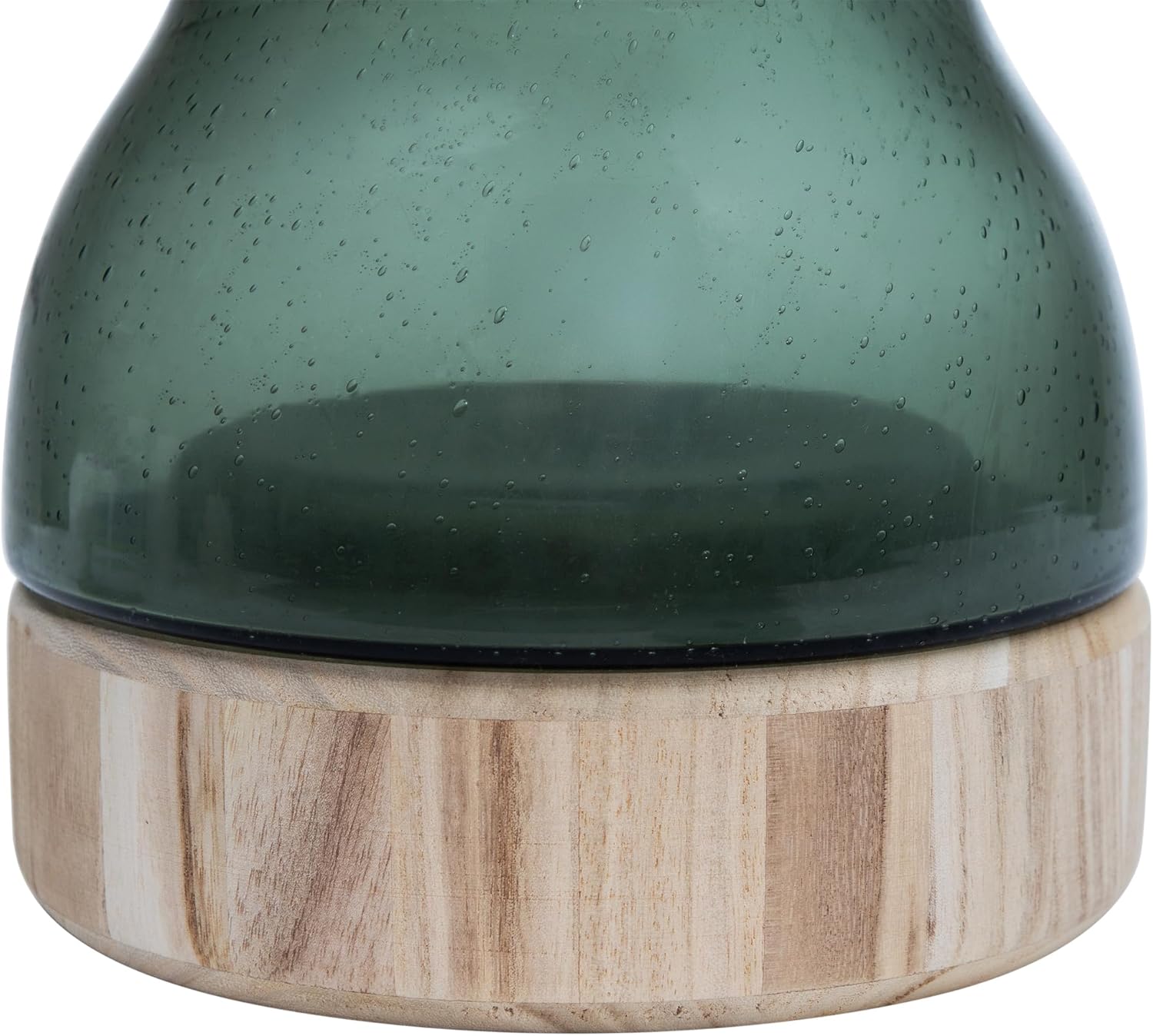 Northlight 7.75" Storm Gray Bubble Glass Pillar Candle Holder with Wooden Base