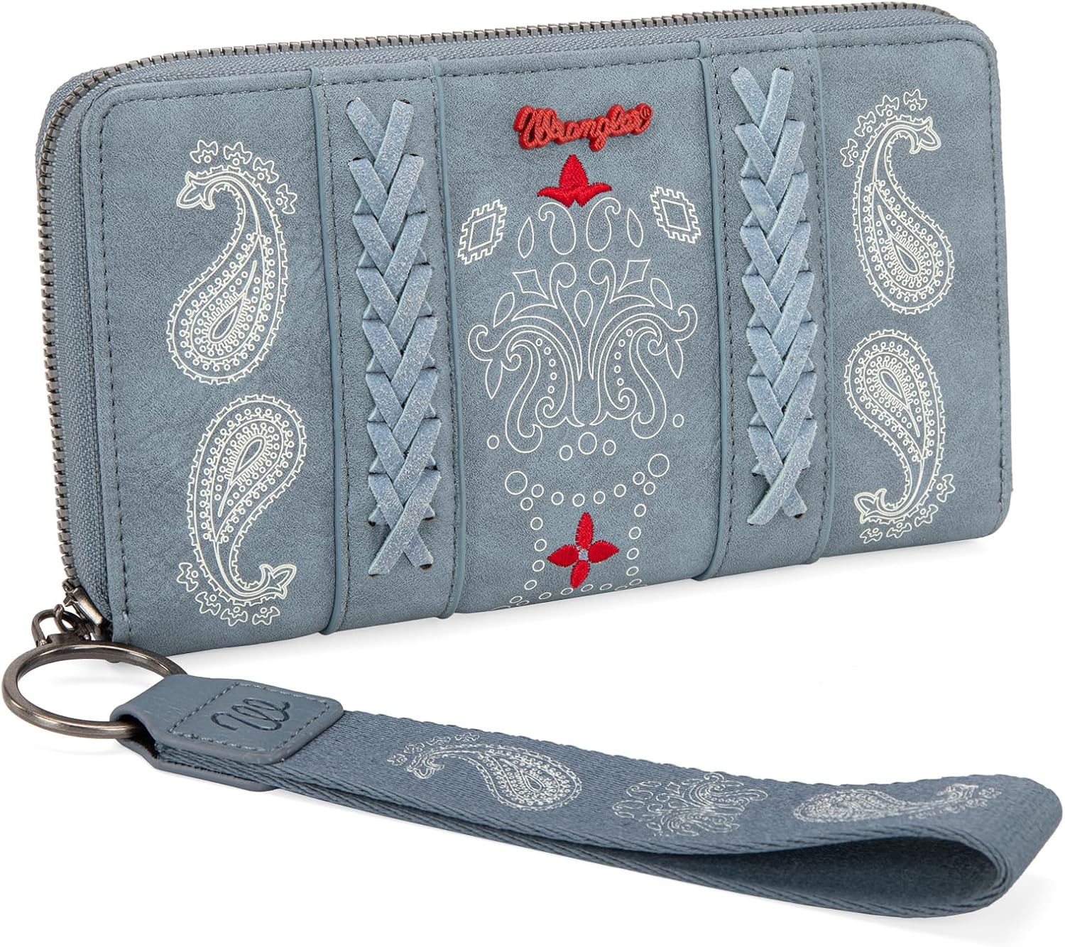 Montana West X Wrangler Wristlet Wallet for Women Bifold Travel Wallet Designer Rheinstone Shimmer Wallets Jean - Image 2