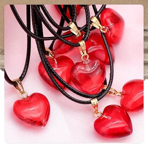 Miniatura 6 de Regalos rojos para el día de San Valentín para niños, paquete de 12 collares con colgante en forma de corazón rojo para el aula, recompensas de