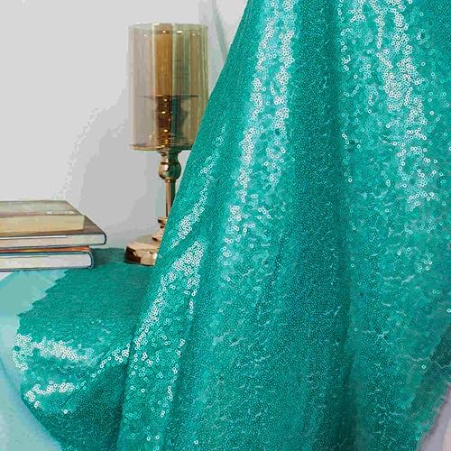 Miniatura 4 de Partisout The Yard - Tela de lentejuelas color verde azulado con purpurina de 0.118 in de poliéster para exteriores, para fiestas, bodas,