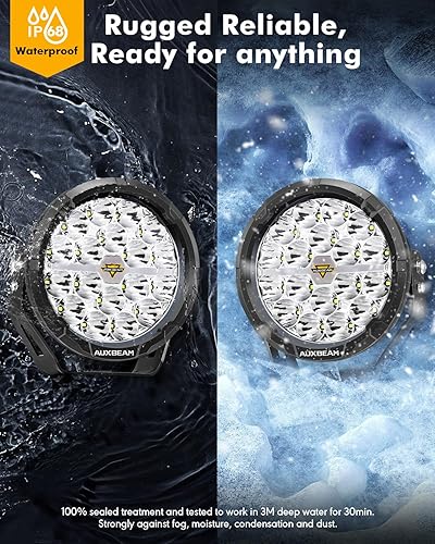 Miniatura 5 de Auxbeam Serie 360-Ultra - Luces LED redondas para todo terreno, 6 pulgadas, 132 W, DRL ámbar y señal de giro, barra de luz puntual de 14800 lm,