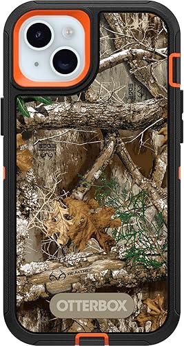 OtterBox Funda para iPhone 15 Plus y iPhone 14 Plus Defender Series - REALTREE EDGE (naranja intensonegroborde RT), resistente y duradera, con