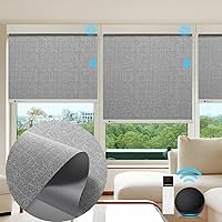 Vista 8 de ZSTARR Persiana inteligente motorizada para ventana, persiana enrollable opaca automática compatible con control remoto, seguridad infantil, batería