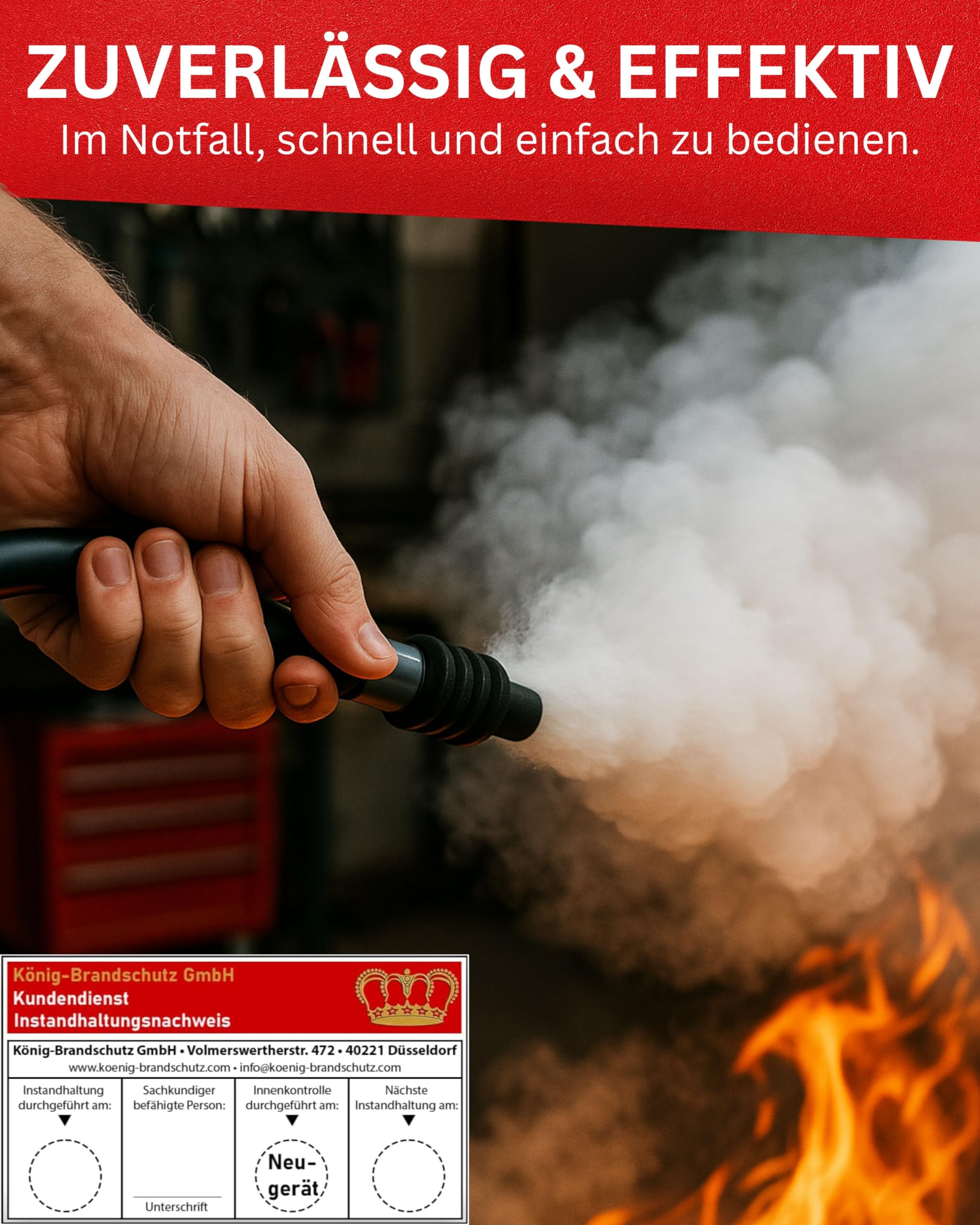 KÖNIG BRANDSCHUTZ- König Feuerlöscher Pulver | 6 kg | Geeignet für die Brandklassen - ABC | nach DIN EN3 | Dauerdruck 10 LE | Vielseitig einsetzbar | Inkl. Wandhalterung mit Manometer