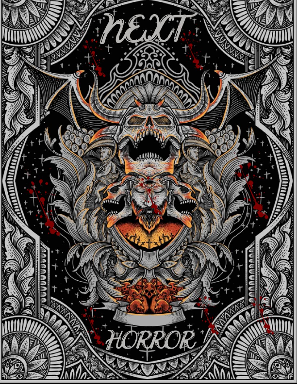 NEXT HORROR: The Scariest Serial Killers Coloring Book , Various designs of scary scenes , for adults only .