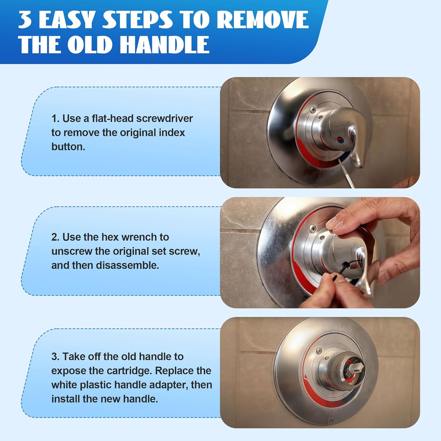 Enhon Lever Handle Kit and Handle Screw Kit, Compatible with American Standard M962160-0020A/030126-0070A, for Single-Handle Pressure Balance Tub and Shower(Polished Chrome)