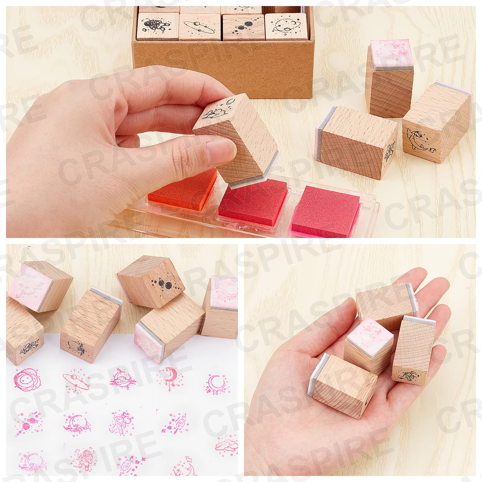 GF Bastelbedarf Frohe Weihnachten 10tlg. Holzstempel-Set für Weihnachten, gemisc