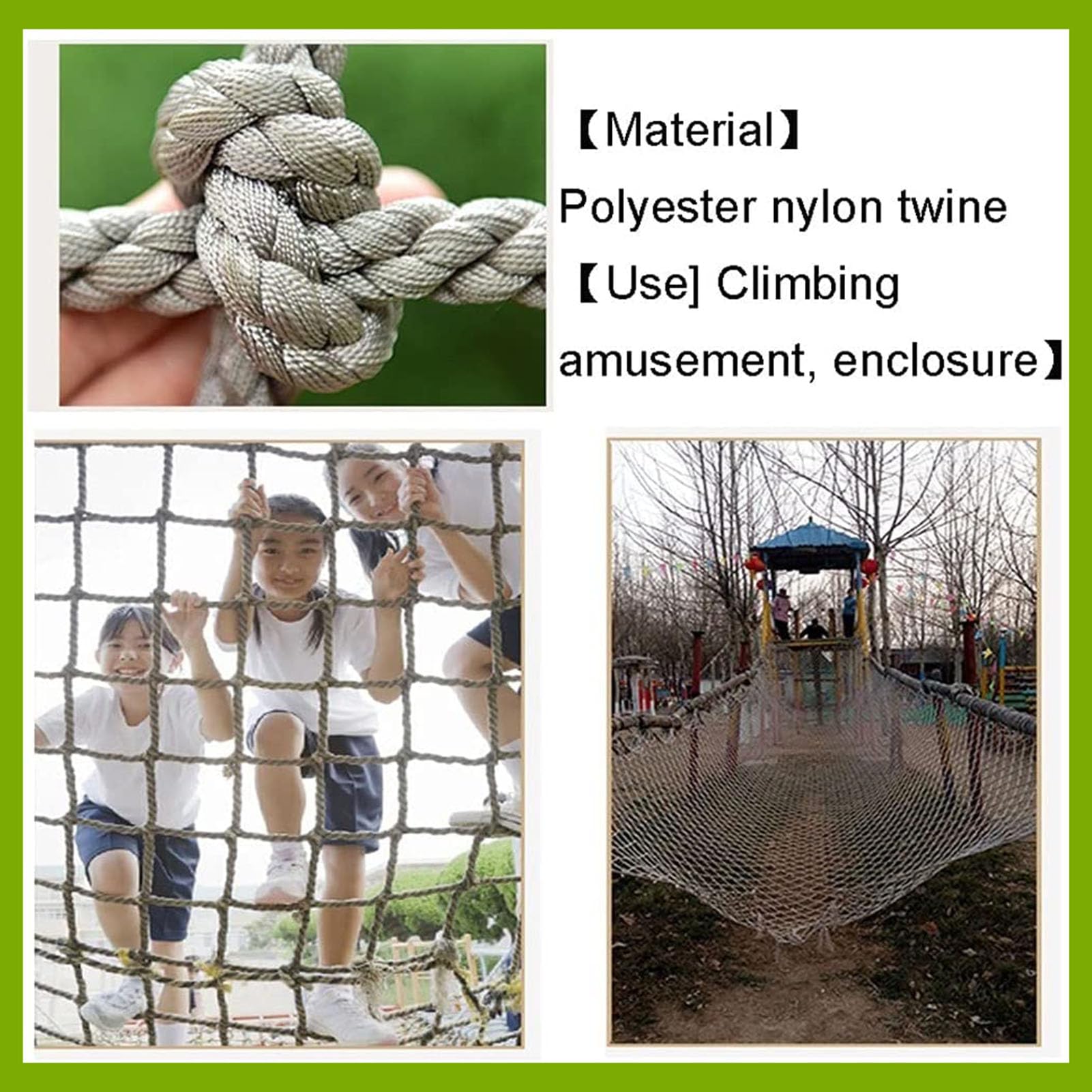 Ciężka siatka wspinaczkowa dla - Outdoor Safety Cargo Line do zestawów huśtawkowych, plac zabaw Treehouse - 100 x 100 cm trwały sprzęt do zabawy na przygody na podwórku