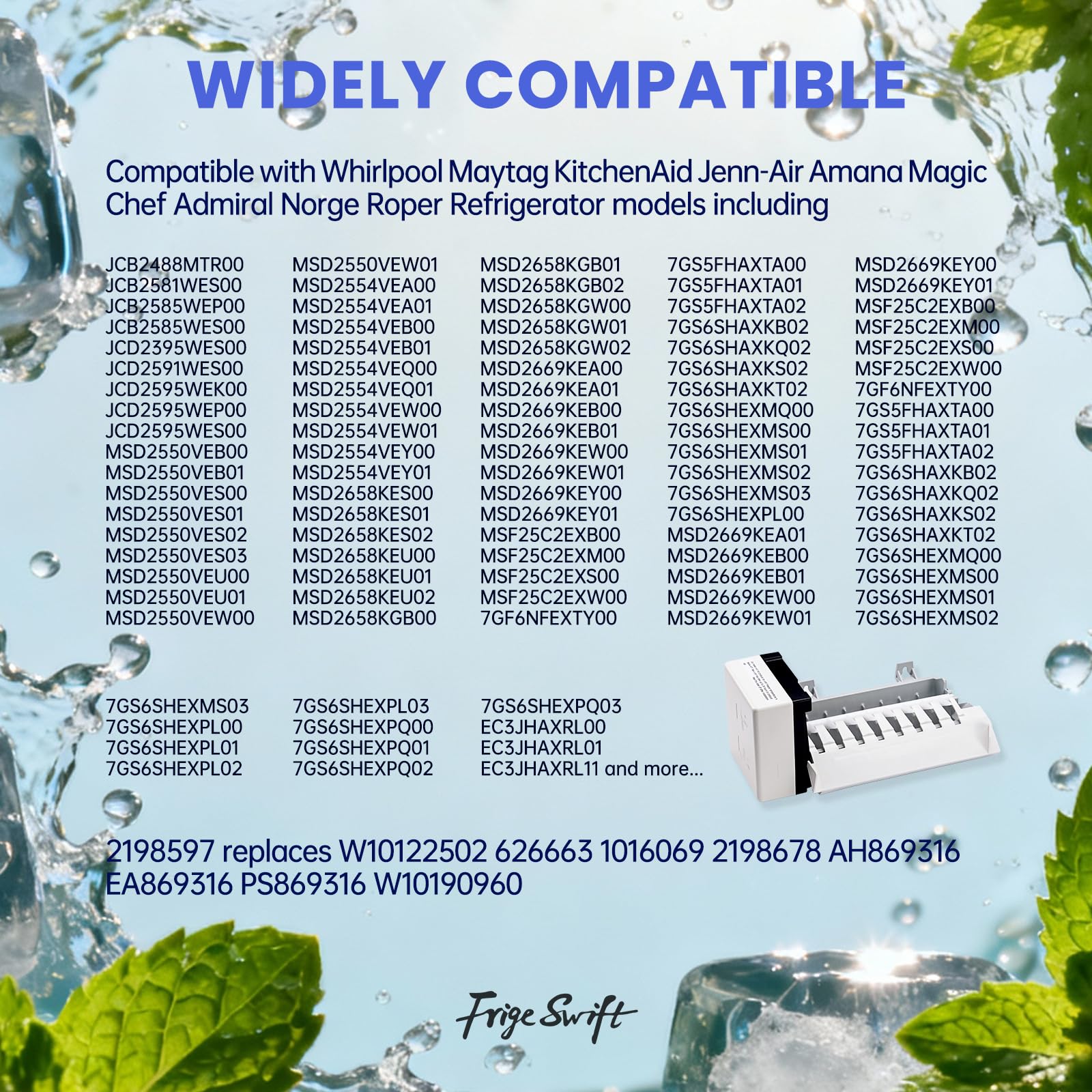 2198597 RIM597 Eiswürfelbereiter-Ersatzset, ersetzt W10122502 626663 1016069