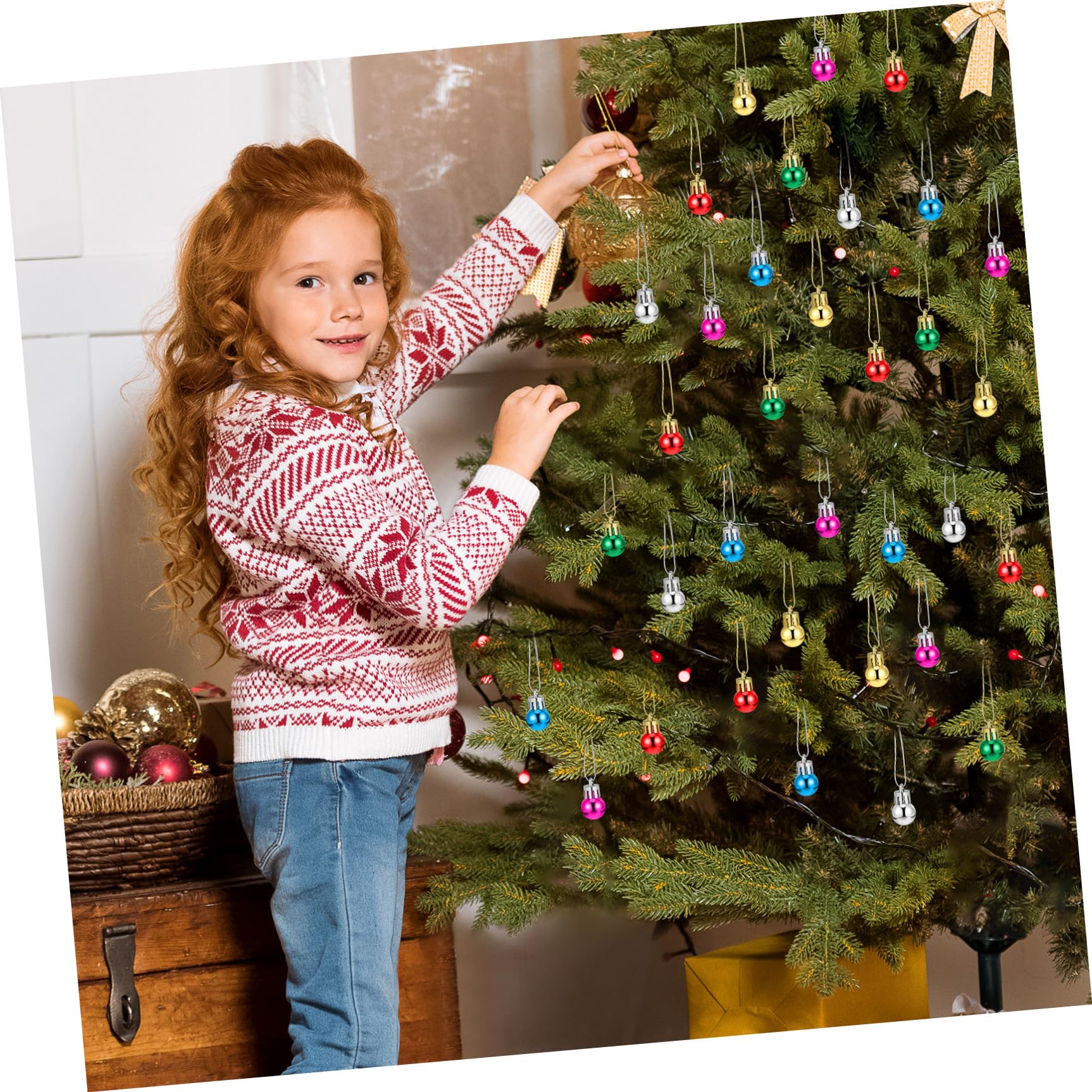 24 Piezas Bolas Colgantes de Navidad Mini de 2cm, Plástico