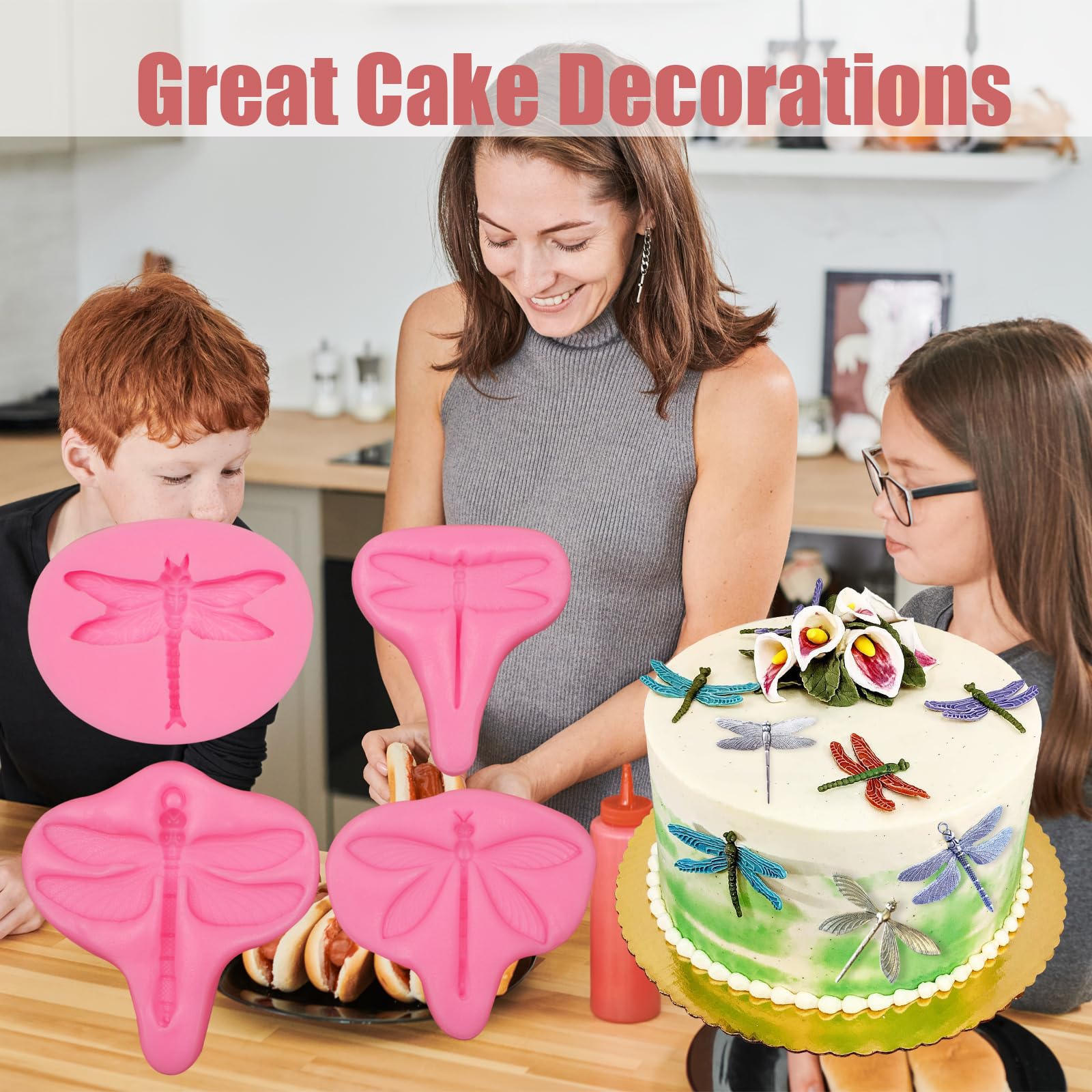 MYPRACS MY139CK MY139CK Siliconen mal Libelle Kever Vlinder Fondant Mallen voor Cake Decoratie Gum Paste Cupcake Topper Snoep Chocolade Polymeer Klei Set van 4 MYPRACS MY139CK MY139CK Siliconen mal Libelle Kever Vlinder Fondant Mallen voor Cake Decoratie Gum Paste Cupcake Topper Snoep Chocolade Polymeer Klei Set van 4