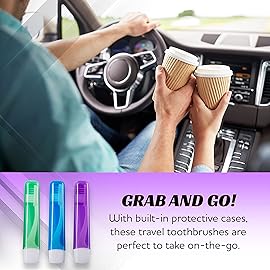 Lingito Travel Toothbrushes - Mini Toothbrush with Cover, Camping Toothbrush Kit (6 Pack Firm)