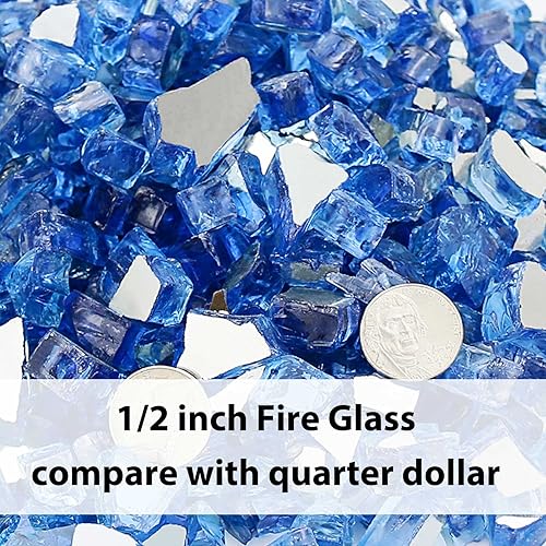 Miniatura 3 de Grisun vidrio ignífugo para cuenco de fuego, 12 pulgada de alto, 10 libras, brillo reflectante, rocas de vidrio templado para gas natural o propano,