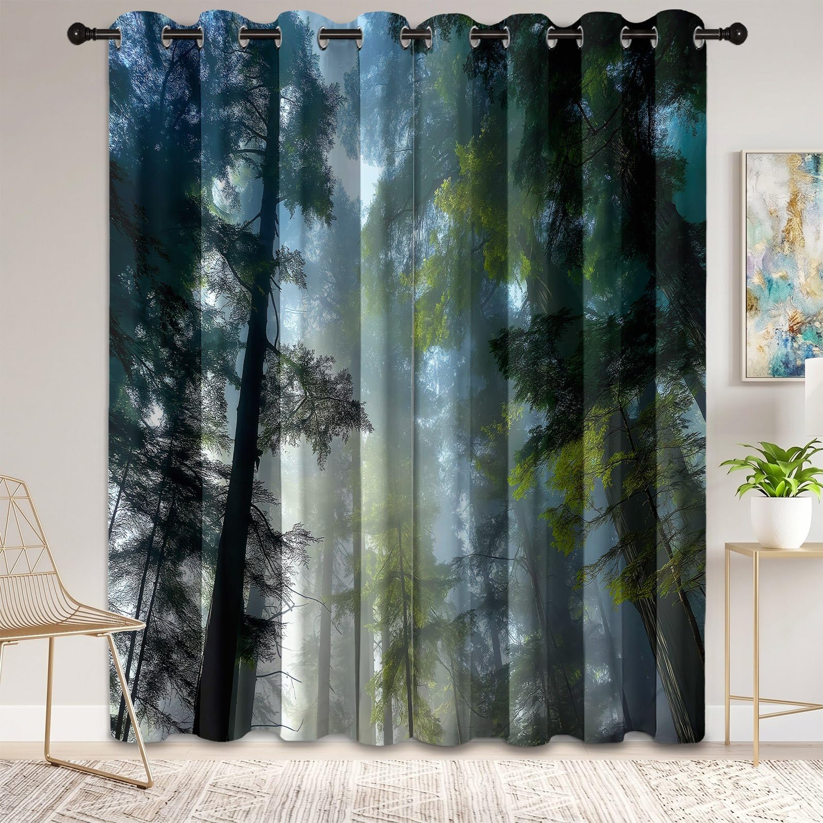 Cortinas de ventana opacas estampadas de 46x54 para dormitorio y salas con motivos de hojas