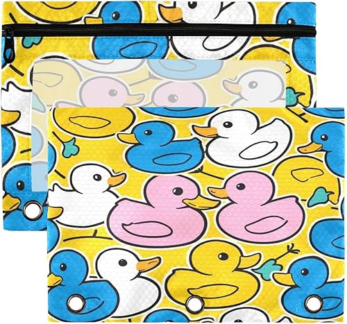 Miniatura 7 de Kcldeci Estuche para lápices para carpeta de 3 anillas, lindo y feliz juego de corgi galés de dibujos animados, paquete de 2 bolsas para lápices