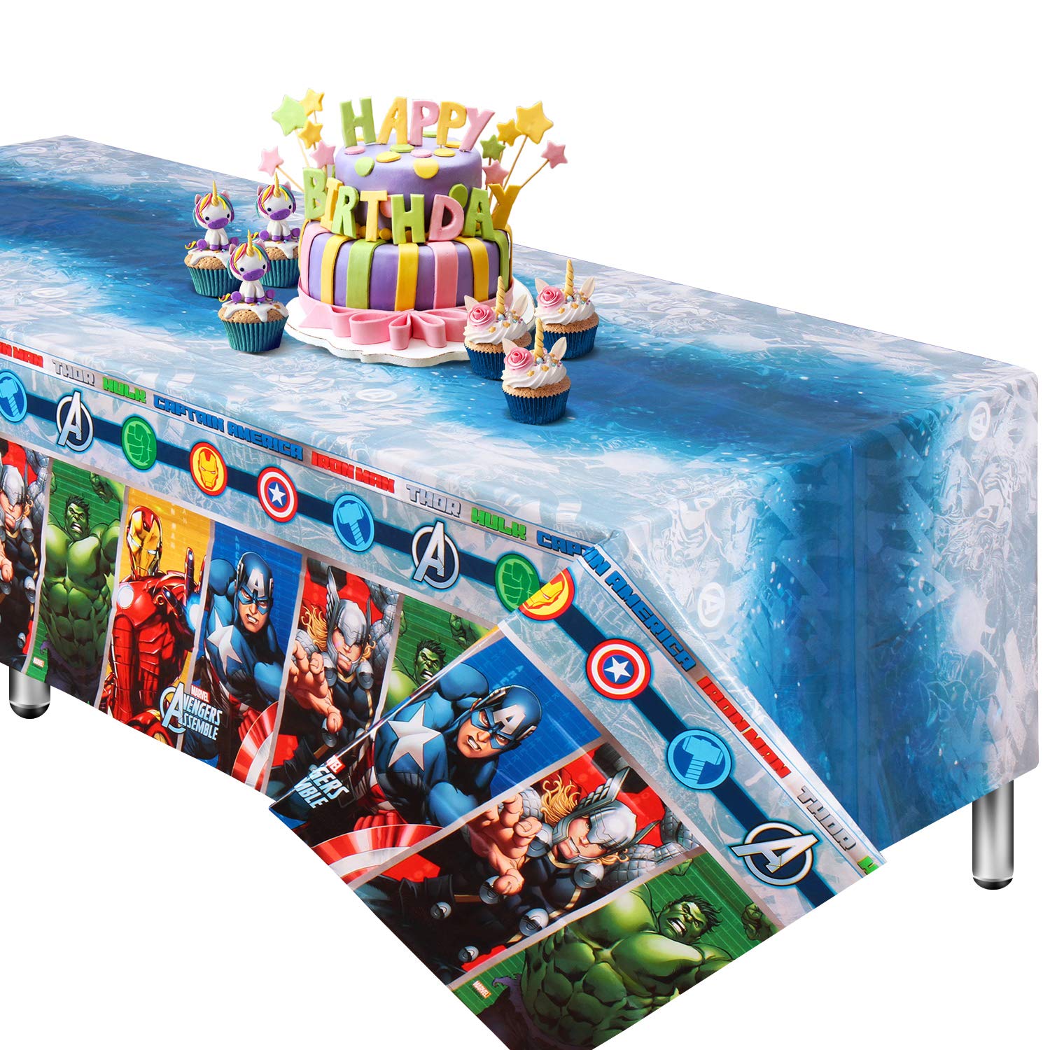 Plastic Tablecloth for Avengers Superhero Themed Birthday Party,72” x 52” Disposable Table Cover