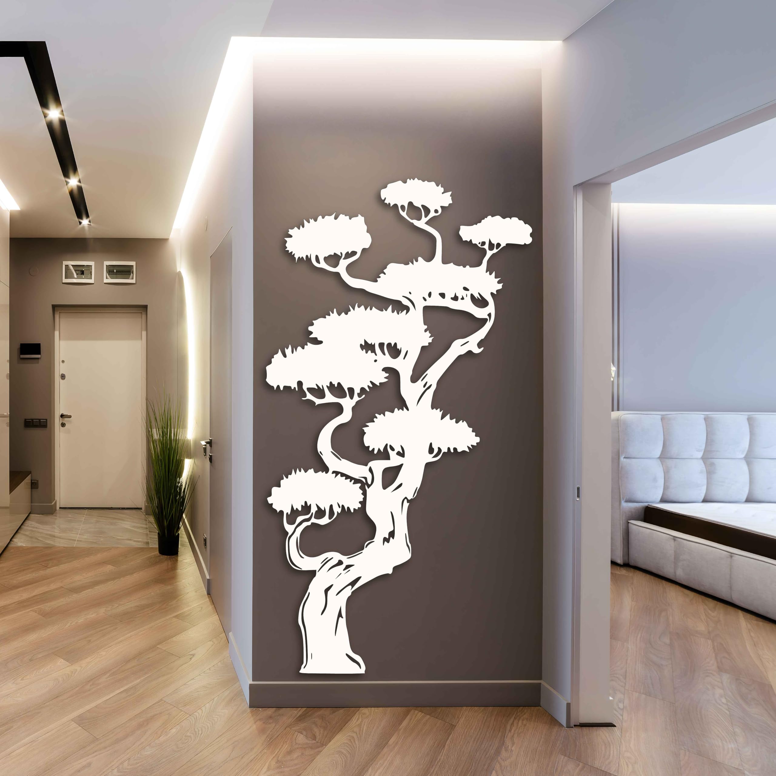 KAWA METALWORKS Extra großer Baum aus Metall, Wanddekoration, Bonsai-Baum, Metall-Wandkunst für drinnen und draußen, Einweihungsgeschenk für Naturliebhaber, Bauernhaus – Hütte Wandkunst