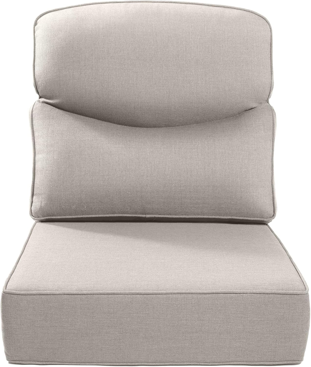 Luxury 24x24x6 Inch Smile Outdoor Cushions 1 Set - Deep Seat Water-Repellent Patio Furniture Replacement Cushion for Wicker Rattan Wood Metal Chair Glider Rocker Loveseat Sofa - Beige