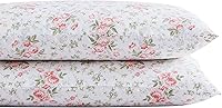 Vista 9 de Laura Ashley - Juego de fundas de almohada, ropa de cama de satén de algodón suave y resistente a las arrugas, 2 fundas de almohada
