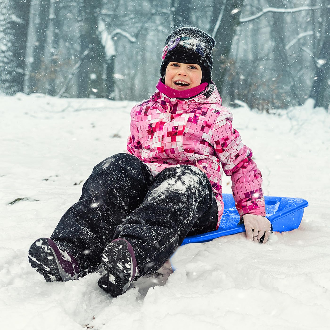 JAMARA 461126 Snow Play Bob Karol 80 cm, corda da tirare, leggera, sotto 1 kg, costruzione aerodinamica, blu