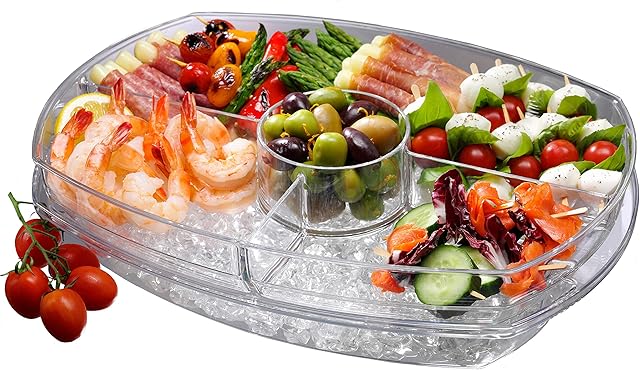 Prodyne SB-5 aperitivos com tampa flip-Lid no gelo, 38 cm, transparente
