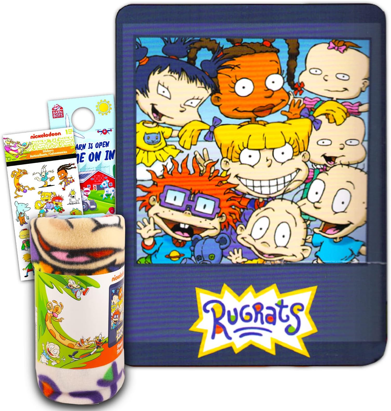 Nick Shop Nickelodeon Rugrats Fleece Blanket Set - Rugrats Bedroom Decor Bundle with Stickers and More for Kids Toddlers Children (Nickelodeon Rugrats Blanket)