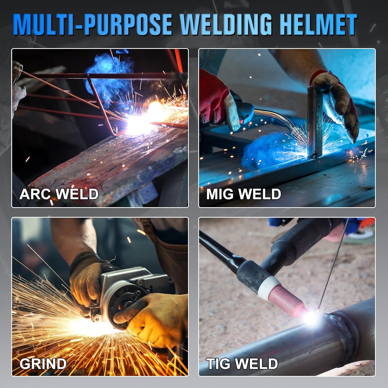 TRQWH Welding Helmet with Light True Color Auto Darkening Welding Helmets for Men Solar Powered Welding Hood with 2 Arc Sensor Wide Shade 4/9-13 for TIG MIG ARC Cool Welder Mask - Image 7