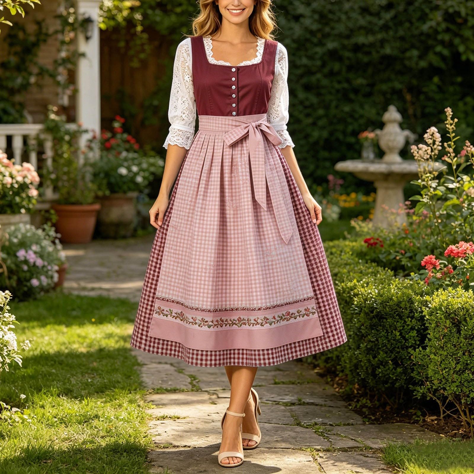 Dirndl Schwarz Abiti da Cerimonia Donna Vestito Tradizionale Dirndl Prodotto della Categoria - Elegante Abito con Cintura in Vita per Occasioni Festive e Feste Stile Senza Maniche Tracht Cocktail