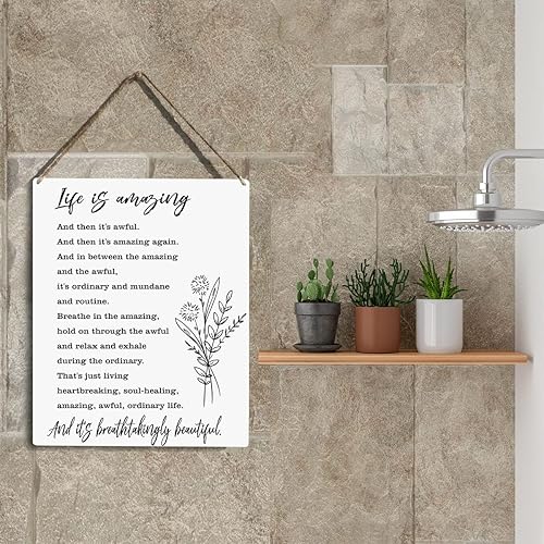 Miniatura 5 de YCYD Arte de pared inspirador Cartel colgante de madera Life Is Amazing Decoración rústica de pared Decoración de pared para casa de campo Idea