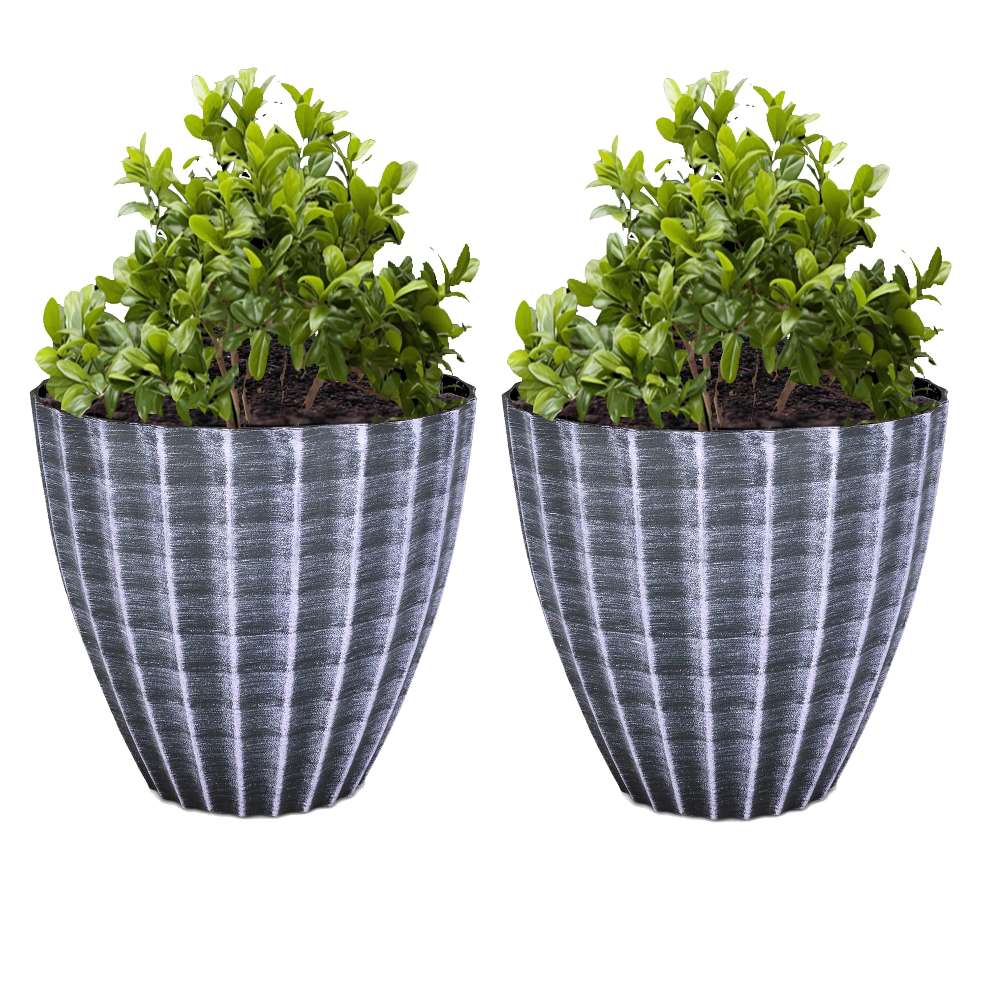 SG Traders Plant Pot, Plastic Garden Planter for Indoor Outdoor, Flower Plant Pots, Light Weight Large Planter Pot Container, Balcony Planters Stone Grey Tan Greywood Planters, 30cm 40cm (Pack of 2)