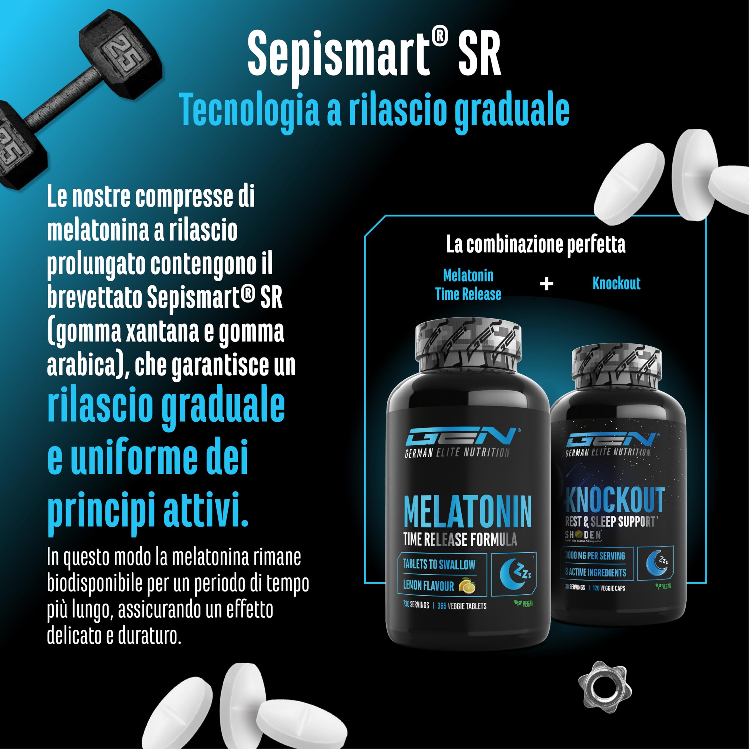 Melatonina Time Release – 365 compresse da succhiare al gusto limone – Rilascio ritardato grazie a Sepismart® SR – 0,5 mg per porzione – Vegano e altamente puro