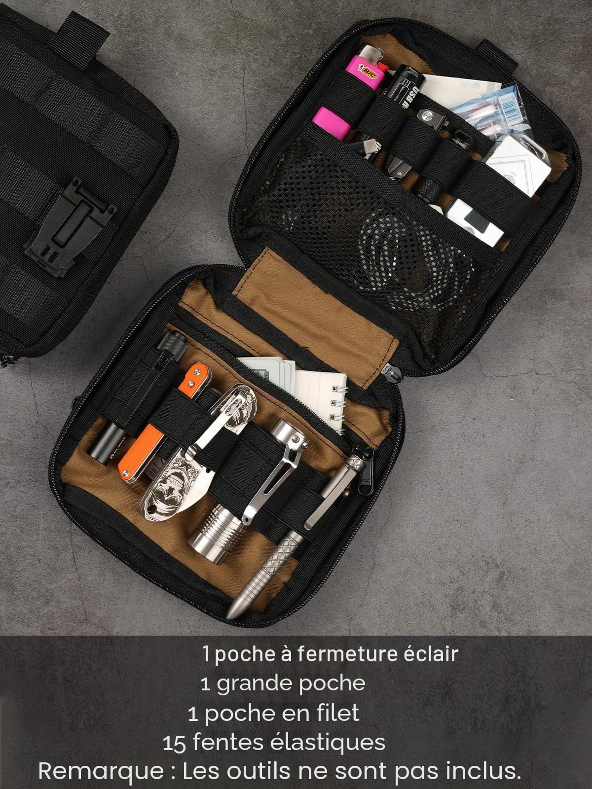 VIPERADE CHP2 Molle Sac Tactique, Pochette EDC, Sacs Tactiques Molle, Organisateur EDC, Pochette Molle Utilitaire 500D pour Outils EDC/Stockage numérique/Camping Bush Craft Survival