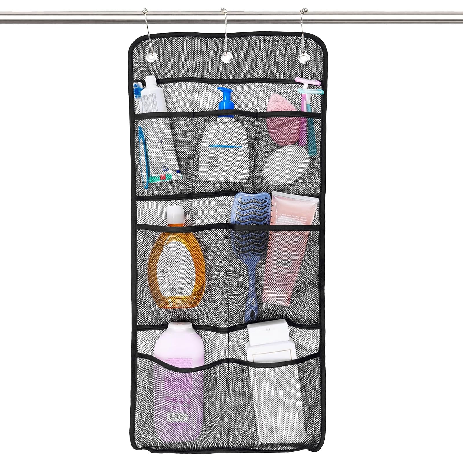 Upgrade 2 Pack Mesh Shower Caddy 7 Pockets Hanging Shower Organizer with Quick Drying Mesh Portable Space Saving