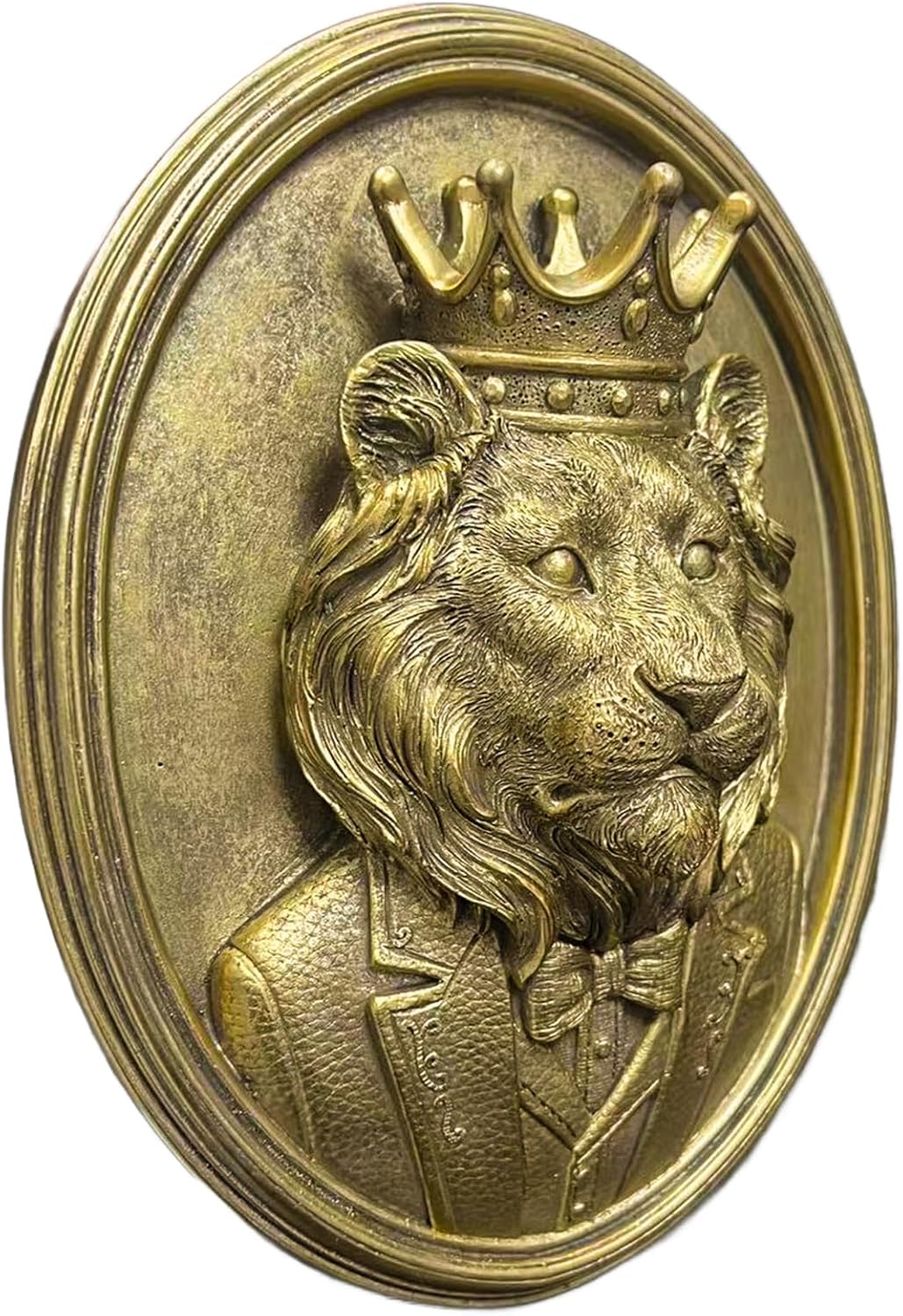 Framed Lion Head Wall Decor – Vintage Gold Animal Wall Sculpture for Living Room, Lion Wall Art Decor for Home, Office, Entryway, Elegant Animal Head Wall Decor