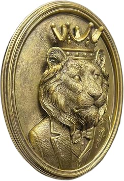 Framed 3D Lion Head Wall Decor Vintage Gold Animal Wall Sculpture for Living Room, Lion Wall Art Decor for Home, Office, Entryway, Elegant Animal Head Wall Decor