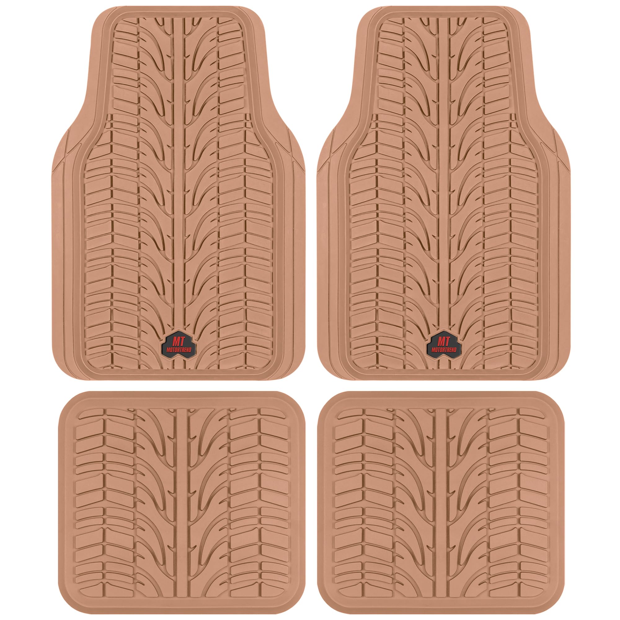 Motor Trend Grand Prix Tire Tread Rubber Car Floor Mats for Autos SUV Truck Van - All-Weather Waterproof