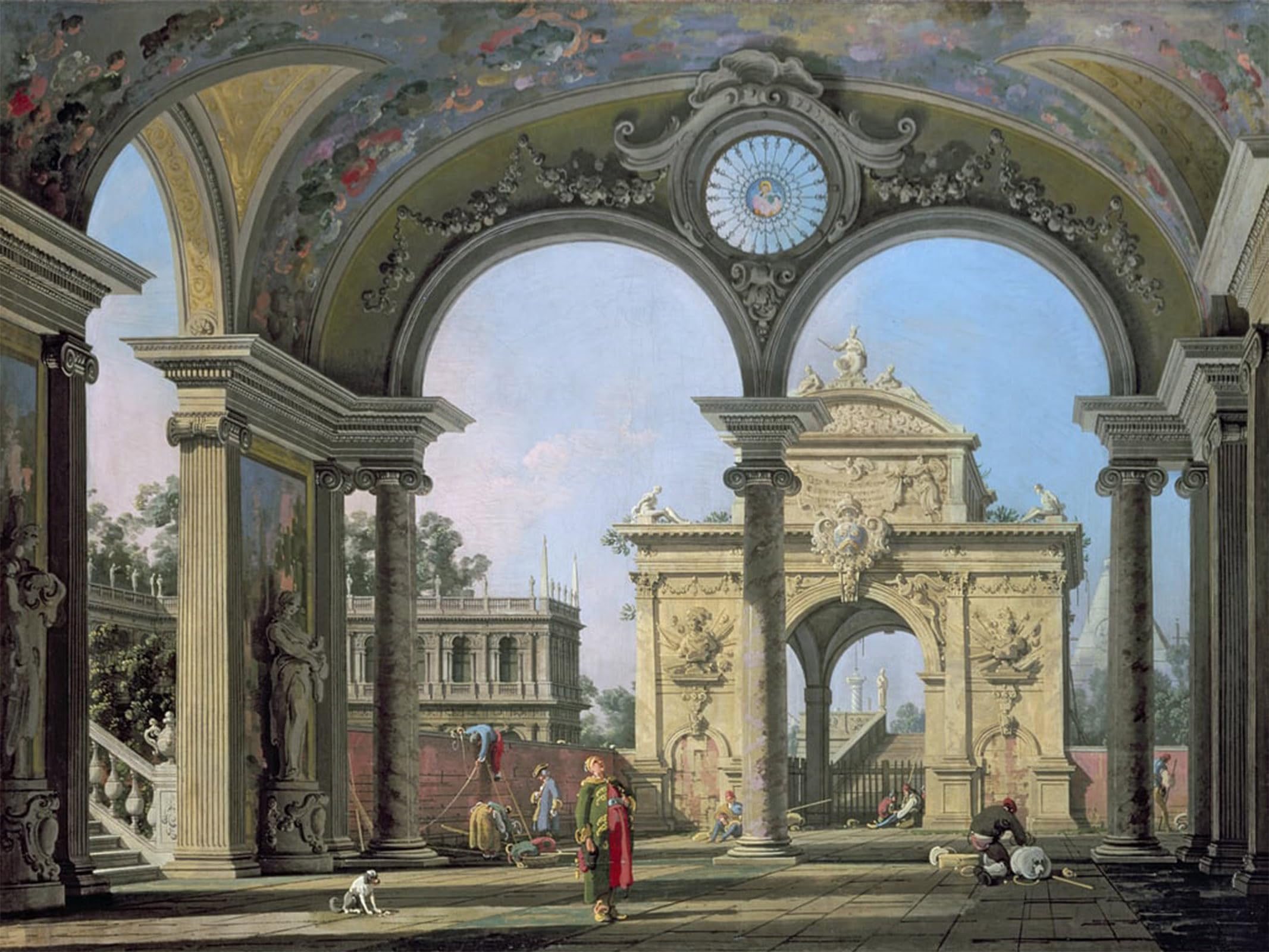 RZHRHJES Vintage Wall Art Picture on Canvas Wall Art Poster Capriccio of a arch seen through an ornate archway by Antonio Canal Canvas Poster for Home Decor 60x90cm