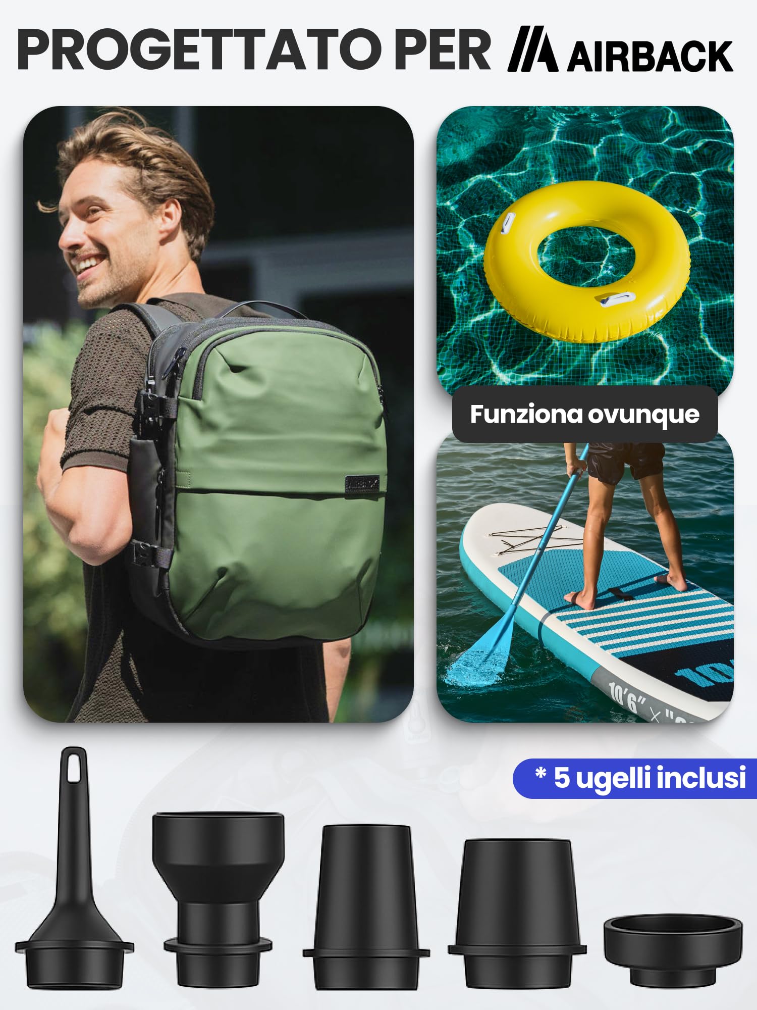Pompa ad aria compatta Airback – Pompa elettrica portatile per vuoto, ricaricabile, potente aspirazione, accessorio da viaggio leggero per bagagli Airback